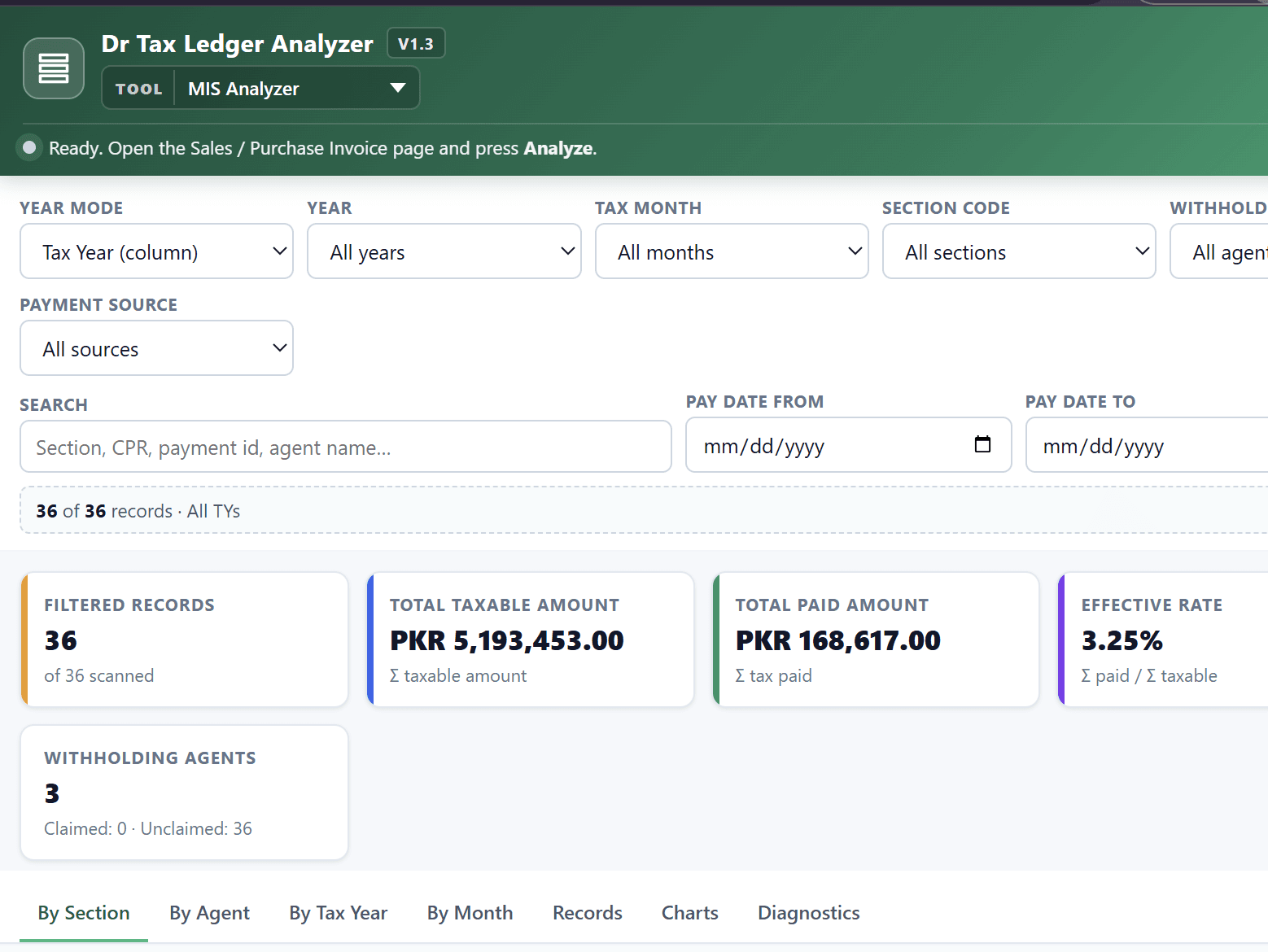 Dr Tax Ledger Analyzer – MIS Analyzer for paid tax analysis